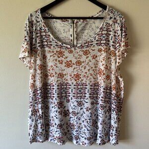 Lucky Brand Women's All Over Floral Short Sleeve Shirt Size 2X